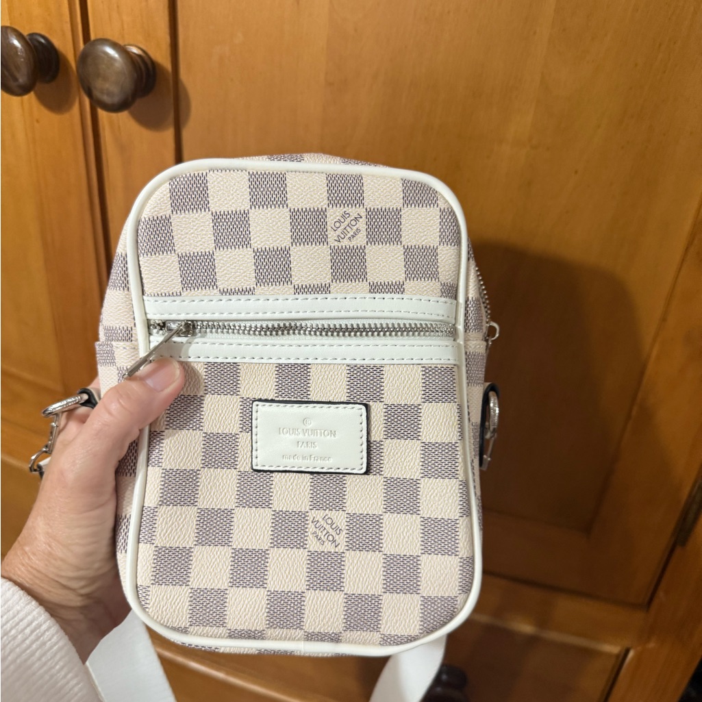 Louis Vuitton White And Brown Checkered Bag